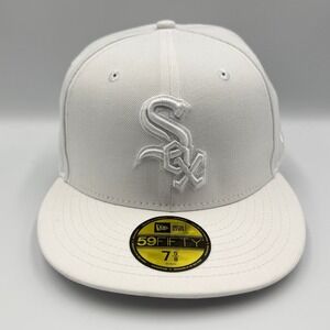 Chicago White Sox New Era Fitted Hat Mens 7 5/8 White 59FIFTY MLB Cap **NEW**